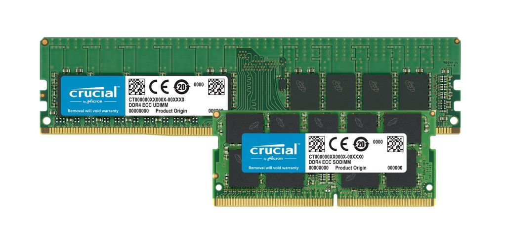 Los módulos de memoria ECC DDR4 Crucial.