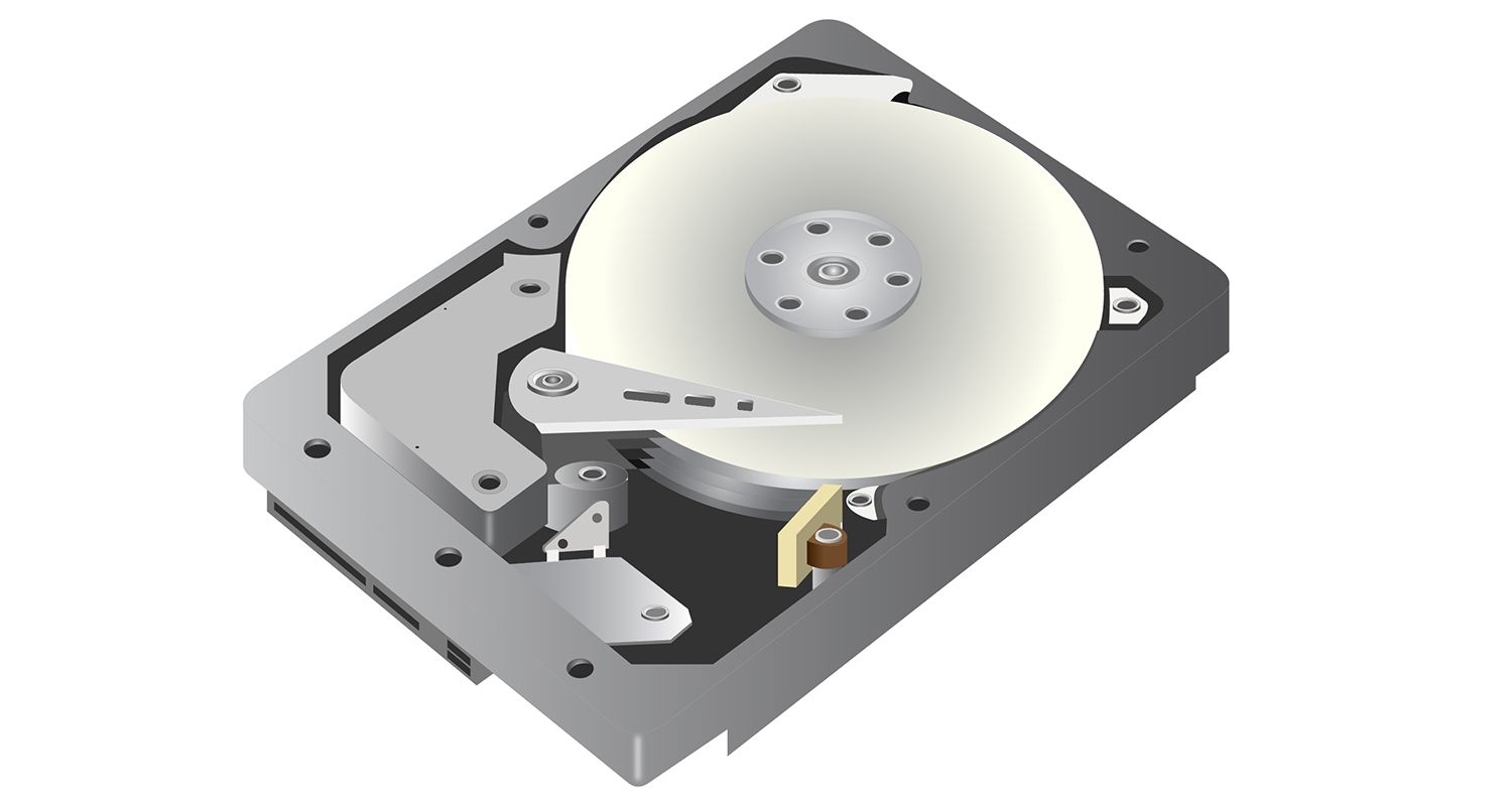 Representación del gráfico de un vector perteneciente a la unidad de disco duro (HDD) en un fondo blanco