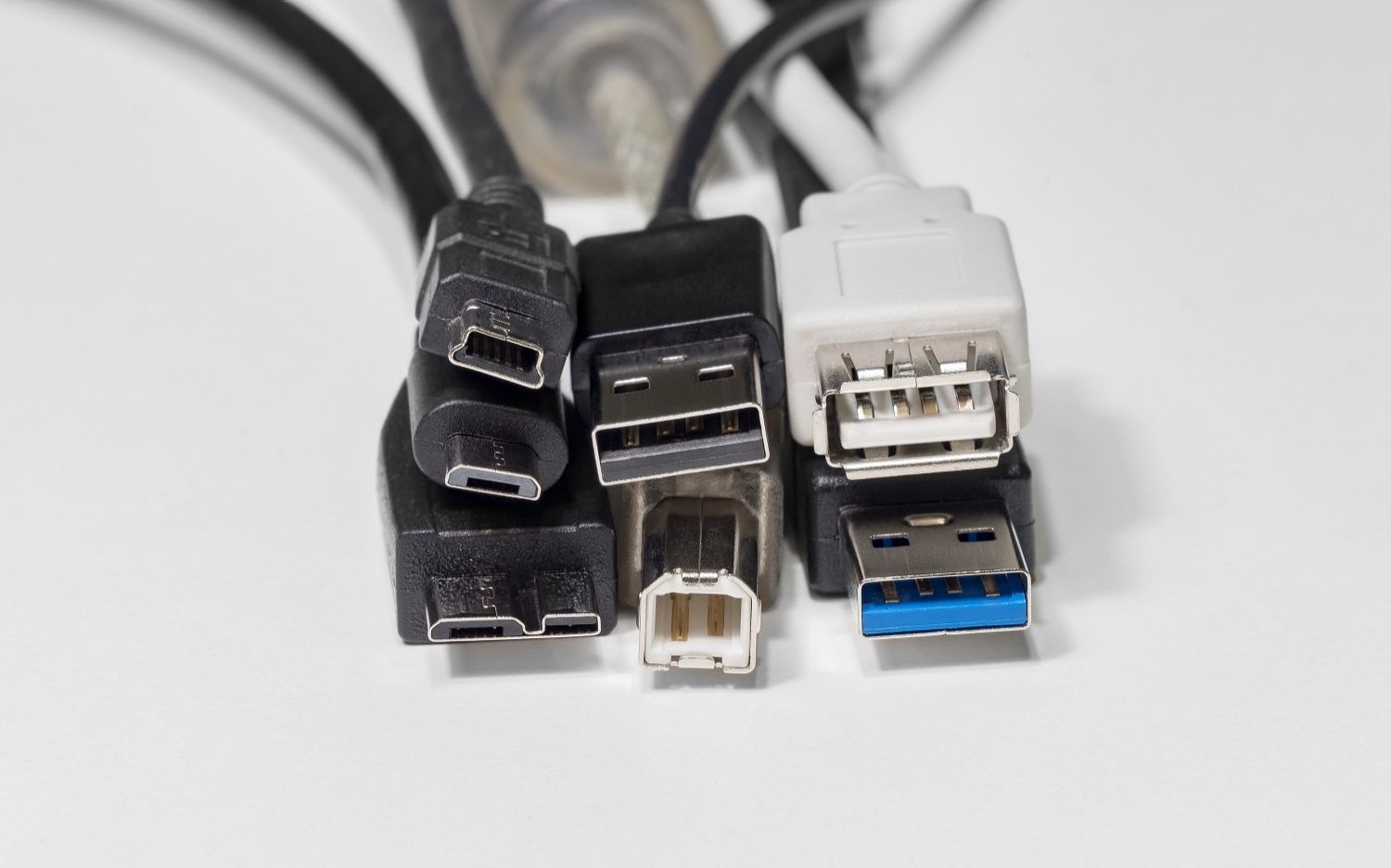 Una variedad de conectores de cable con distintos factores de forma