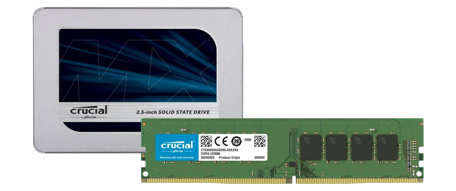 Módulos de SSD Crucial y memoria RAM